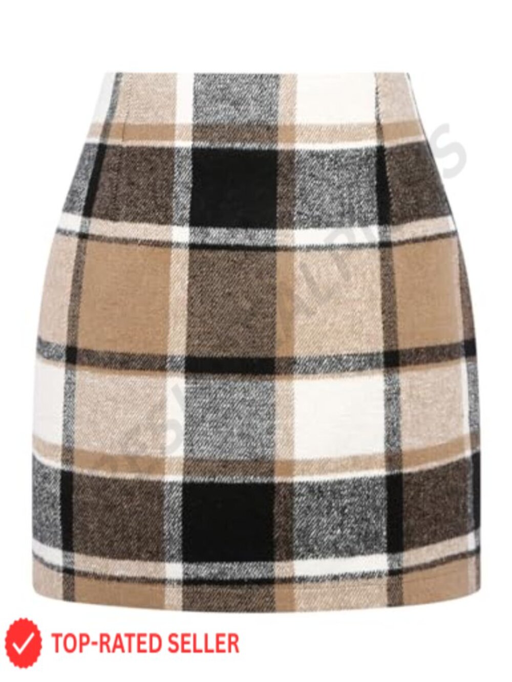 Women's High Waist Plaid Pencil Mini Skirt Bodycon Fall Winter